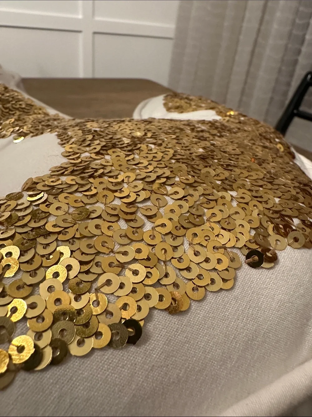 Pottery Bark Kids Emily & Merrit gold Sequin Anchor toss Pillow large EUC teen